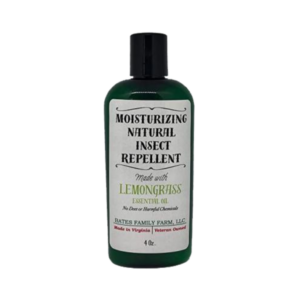 4 oz bottle of moisturizing Natural Insect Repellent made with lemongrass essential oil.