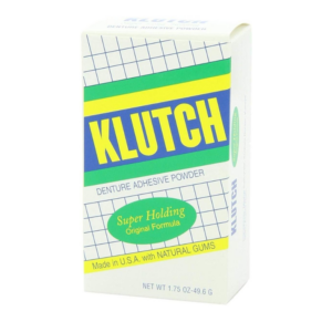 Klutch's original formula super holding adhesive powder for dentures.