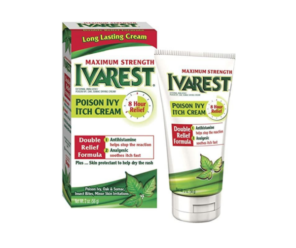 2 ounce tube of Ivarest Medicated Cream for poison ivy relief.