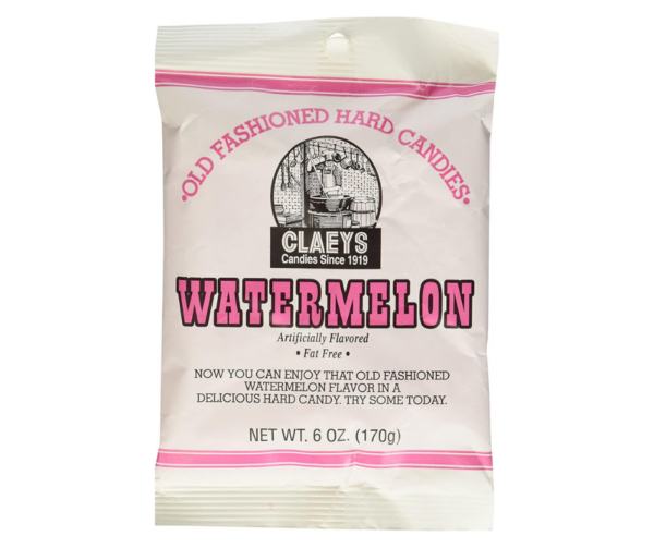 Bag of Claey's watermelon flavored Old Fashioned Hard Candies