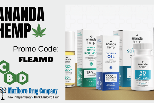 A collection of Ananda Hemp products and a promo code