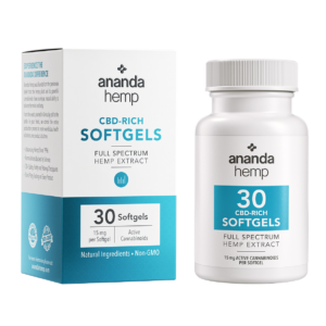 30 Ananda hemp - CBD-Rich softgels in a bottle 15 mg per softgel